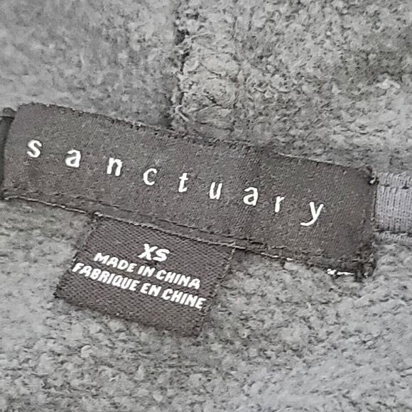 Sanctuary Crop Hoodie Sweatshirt Black Gray Camo XS Oversized Boxy 1/2 Zip - Picture 4 of 11